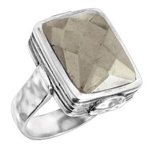 Silpada 'Amarillo' ring sterling silver faceted natural pyrite gemstone. Size 6
